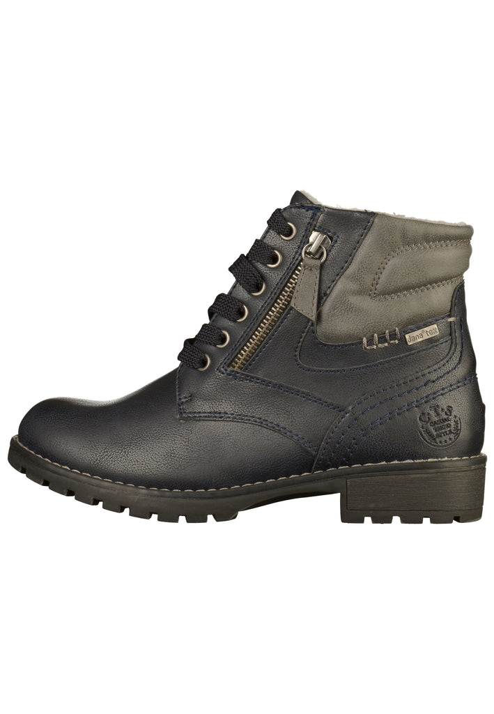 Jana Stiefelette Lederimitat/Textil Dunkelblau - surf4shoes