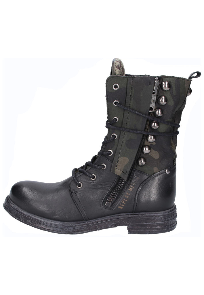 Replay Stiefelette Leder/Textil Schwarz - surf4shoes
