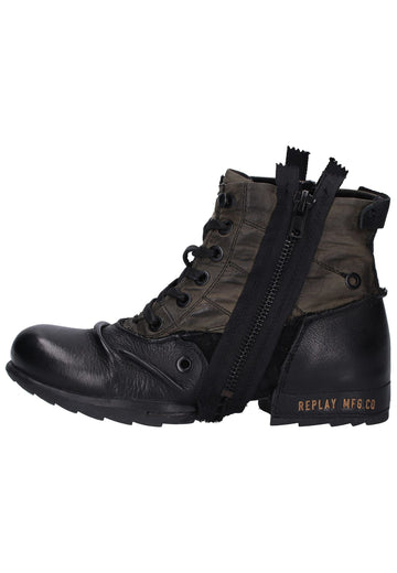 Replay Stiefelette Leder/Textil Schwarz - surf4shoes