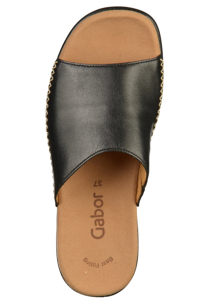 Gabor Pantoletten Nappaleder Schwarz - surf4shoes
