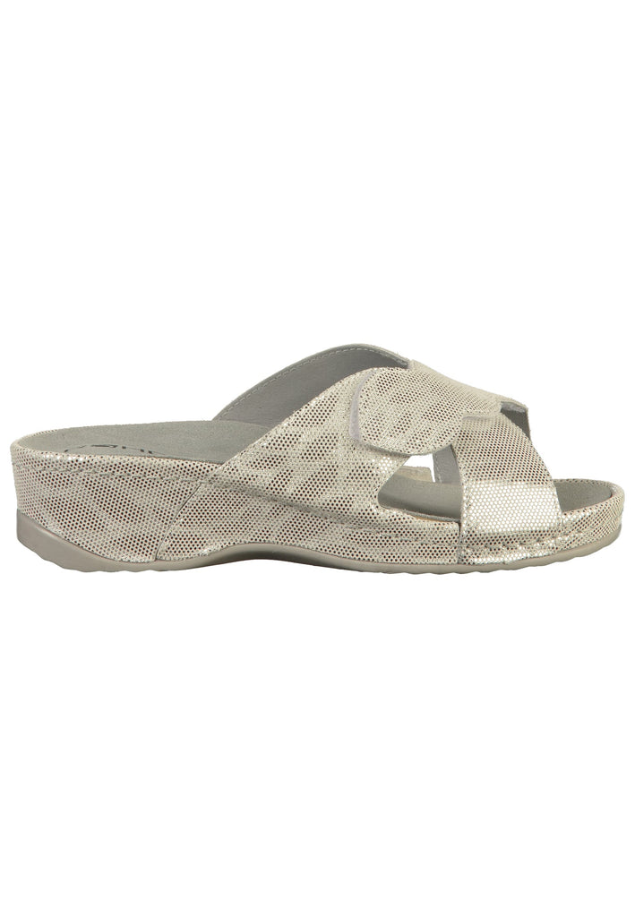 Rohde Pantoletten Leder Silber - surf4shoes
