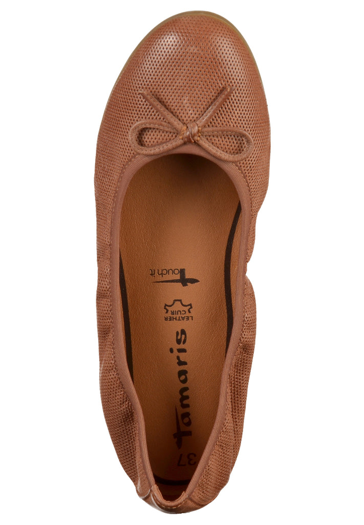 Tamaris Ballerinas Leder Cognac - surf4shoes