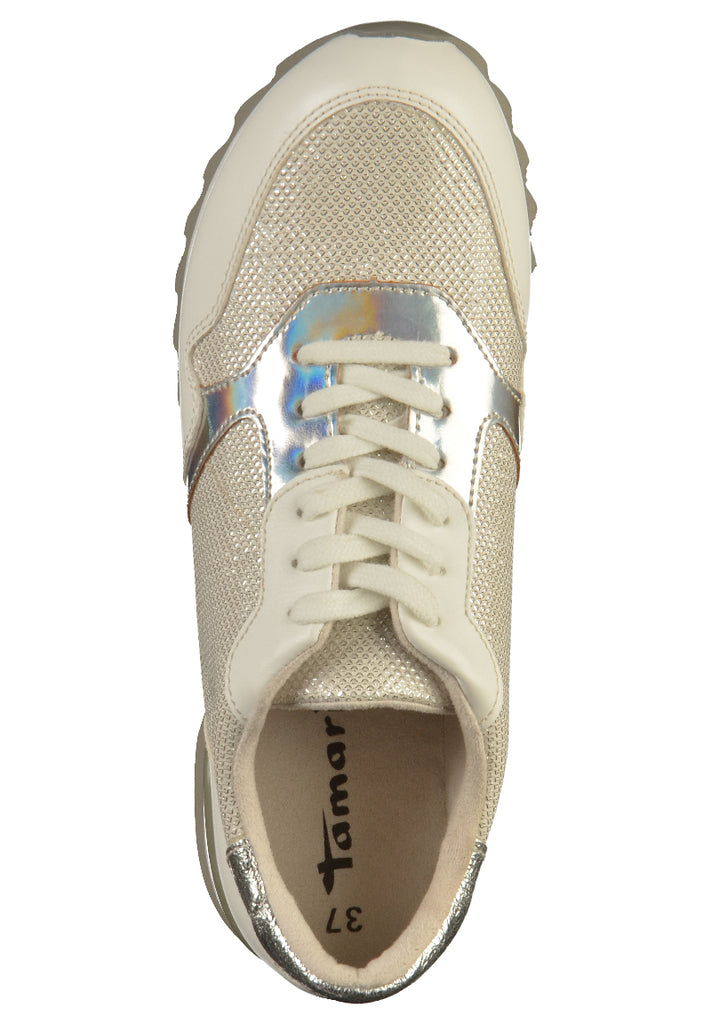 Tamaris Sneaker Lederimitat/Textil Weiß/Silber - surf4shoes