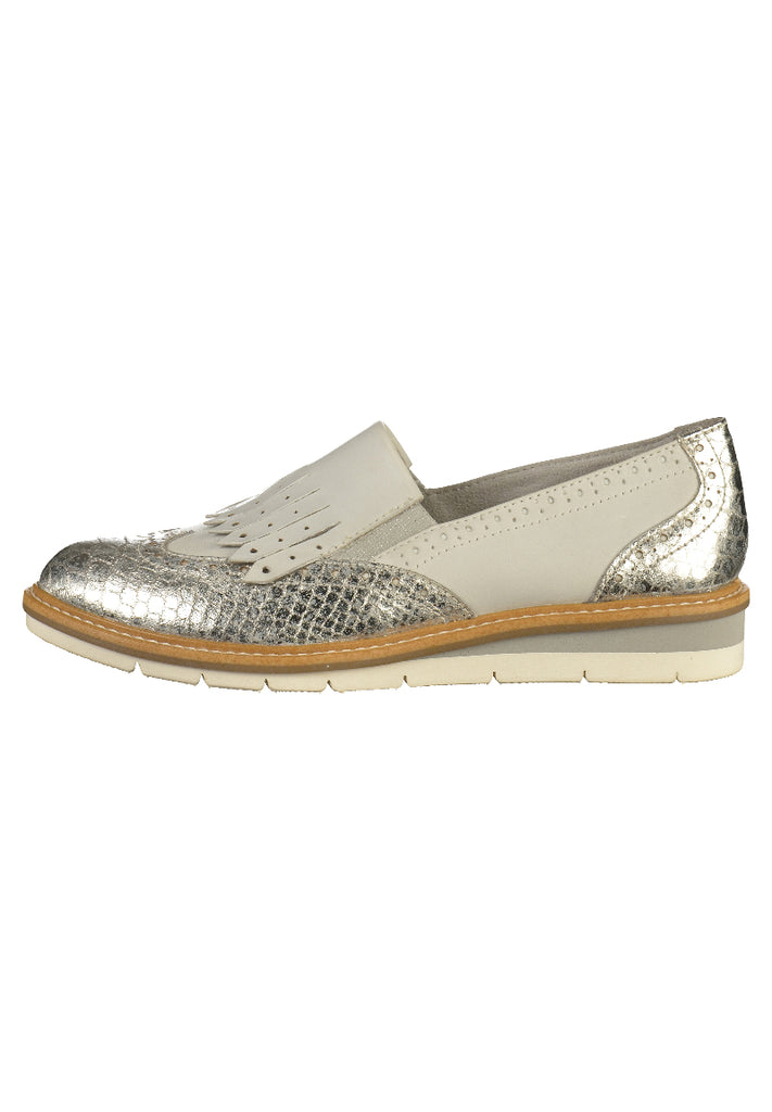 Tamaris Slipper Leder/Textil Weiß - surf4shoes