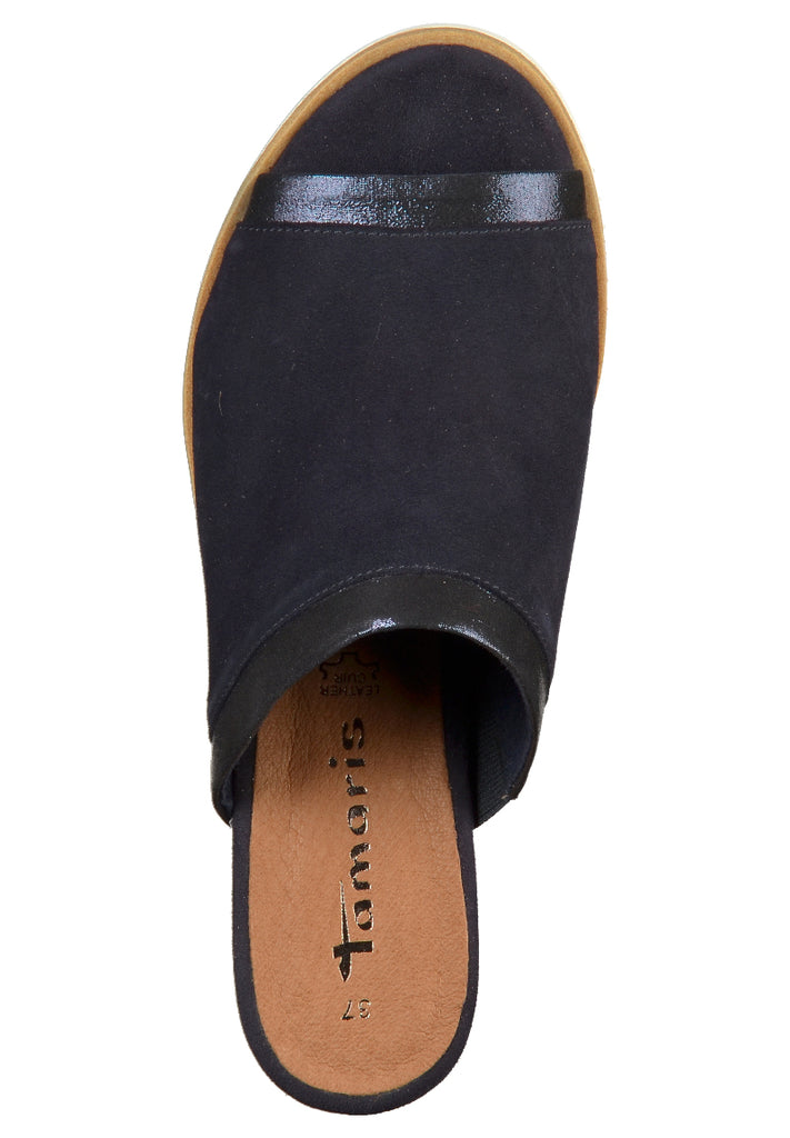 Tamaris Pantoletten Leder Navy - surf4shoes