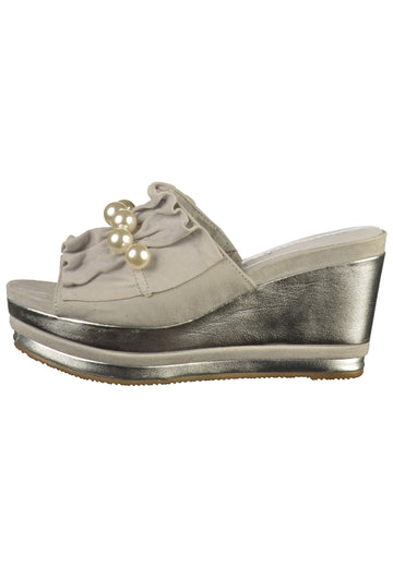Tamaris Pantoletten Leder Hellgrau - surf4shoes