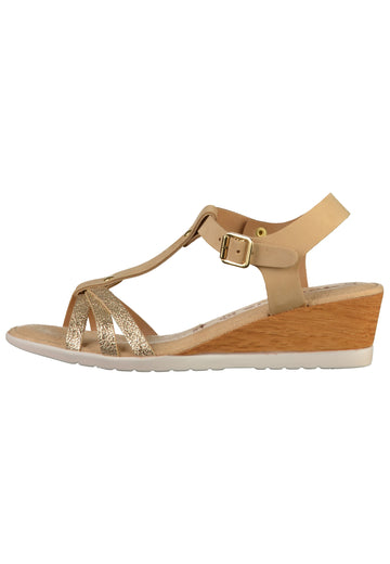 Tamaris Sandalen Leder Beige/Gold - surf4shoes