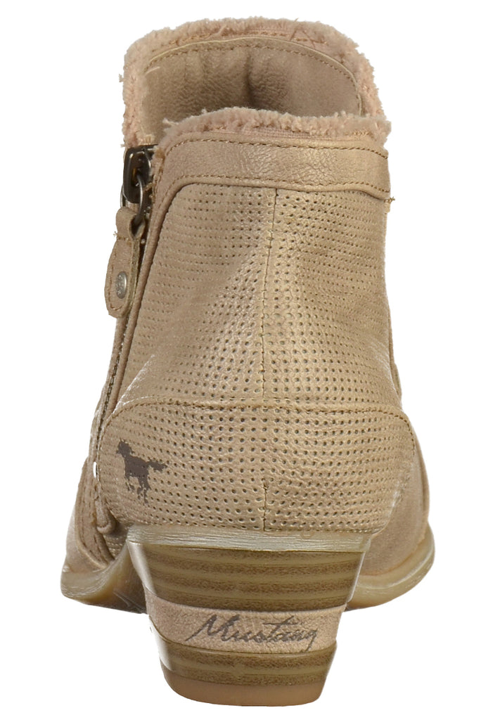 Mustang Stiefelette Lederimitat Taupe - surf4shoes