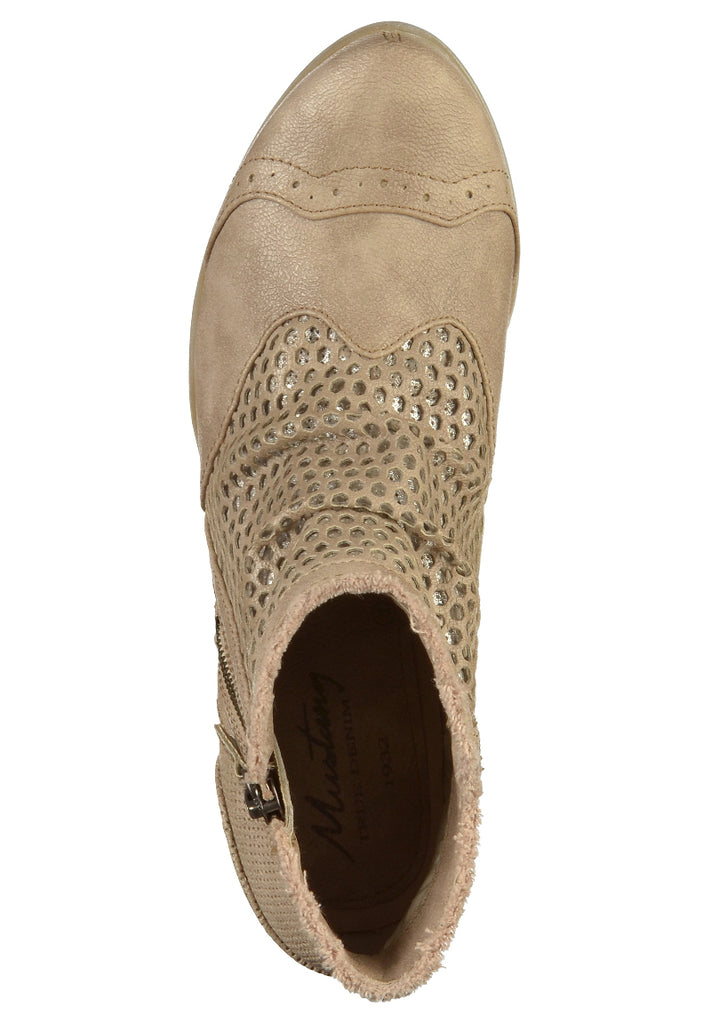Mustang Stiefelette Lederimitat Taupe - surf4shoes