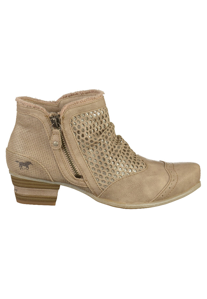 Mustang Stiefelette Lederimitat Taupe - surf4shoes