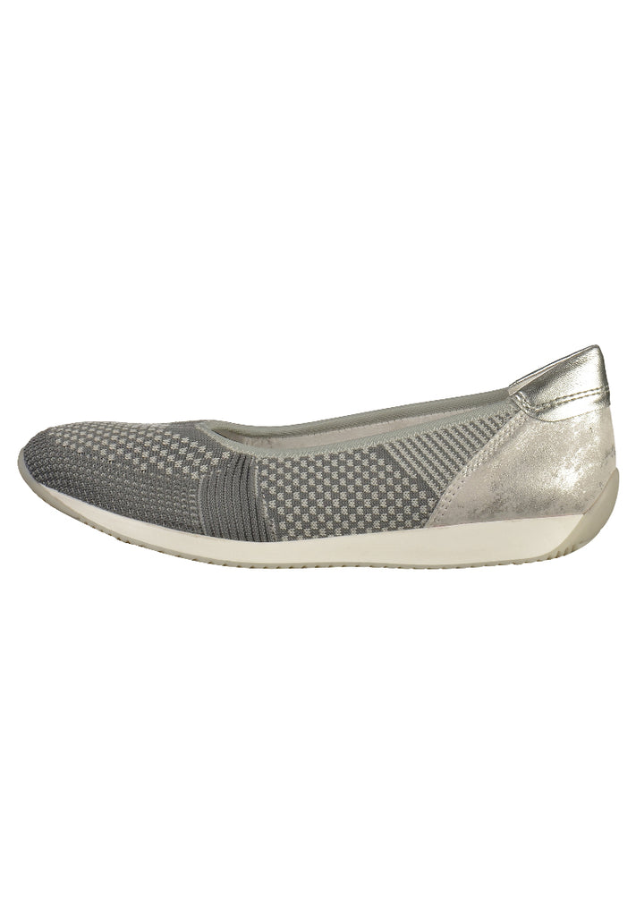 ara Ballerinas Leder Hellgrau/Silber - surf4shoes