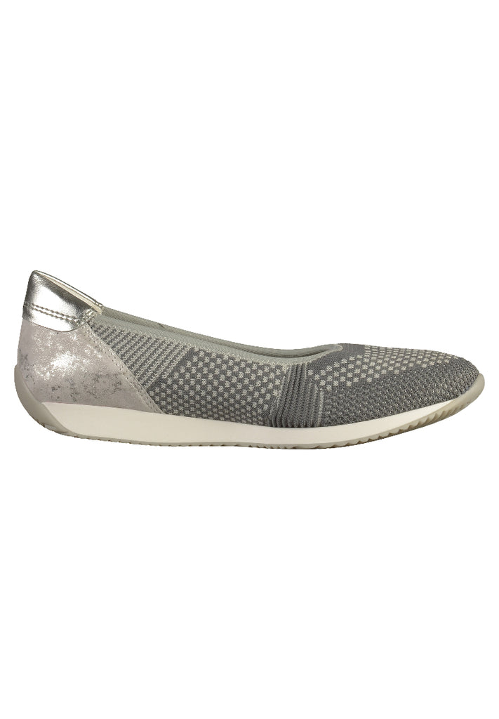 ara Ballerinas Leder Hellgrau/Silber - surf4shoes