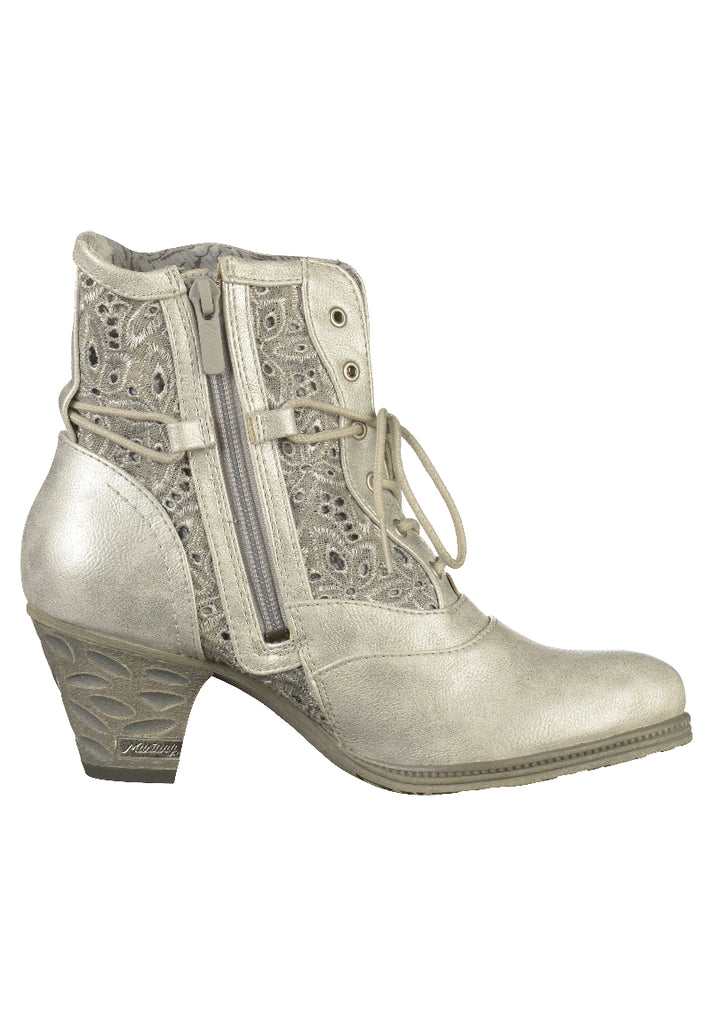Mustang Stiefelette Lederimitat/Textil Silber - surf4shoes