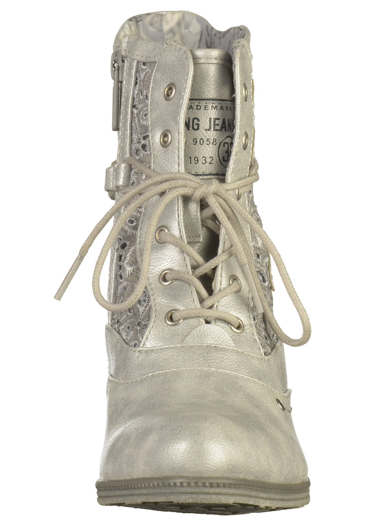 Mustang Stiefelette Lederimitat/Textil Silber - surf4shoes