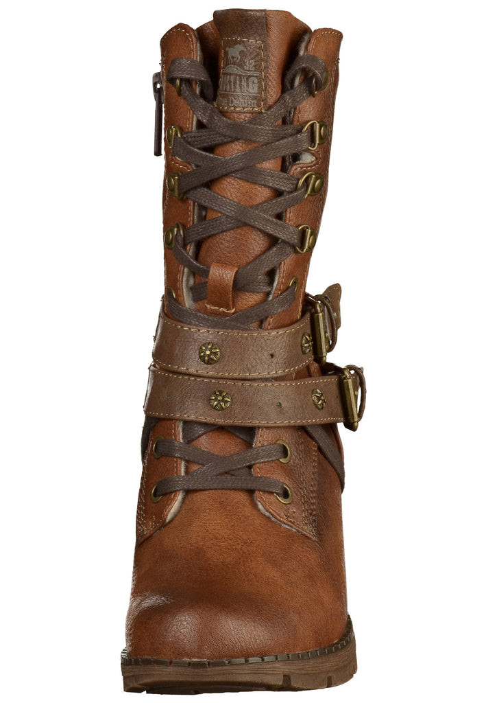 Mustang Stiefelette Lederimitat Kastanie - surf4shoes