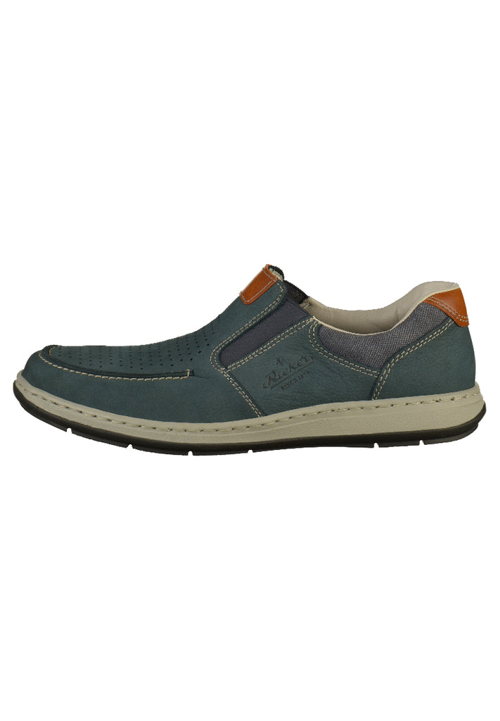 Rieker Slipper Glattleder Blau - surf4shoes