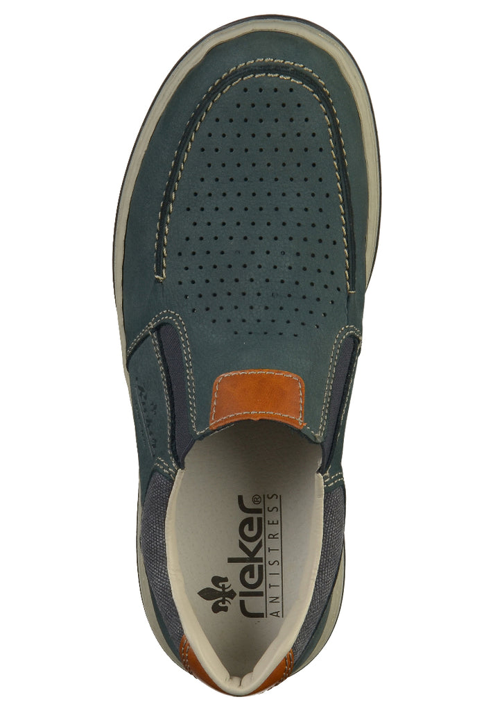 Rieker Slipper Glattleder Blau - surf4shoes