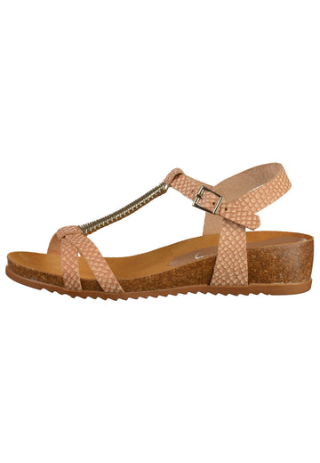 Mustang Sandalen Glattleder Beige - surf4shoes