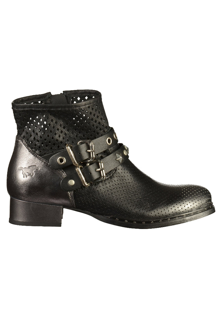 Mustang Stiefelette Leder Schwarz - surf4shoes