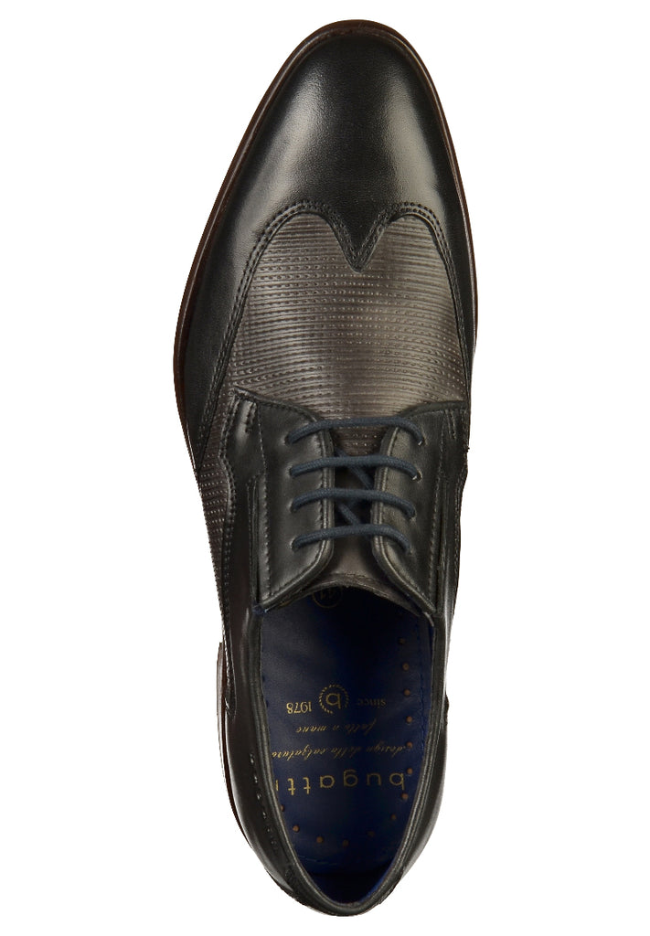 Bugatti Businessschuhe Glattleder Schwarz/Grau - surf4shoes