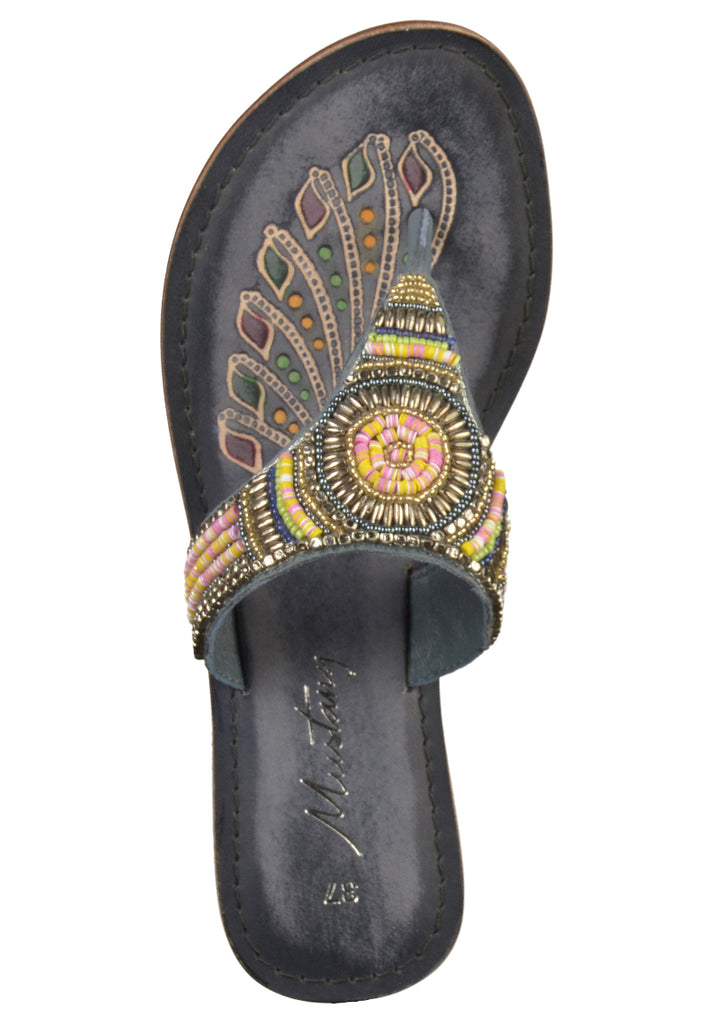 Mustang Zehensteg Leder Blau - surf4shoes