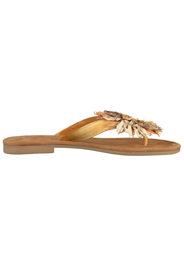 Lazamani Zehensteg Leder Beige - surf4shoes