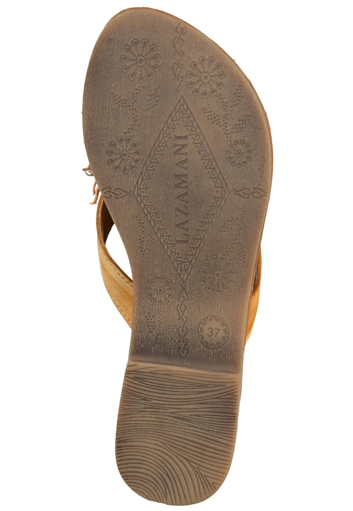 Lazamani Zehensteg Leder Beige - surf4shoes