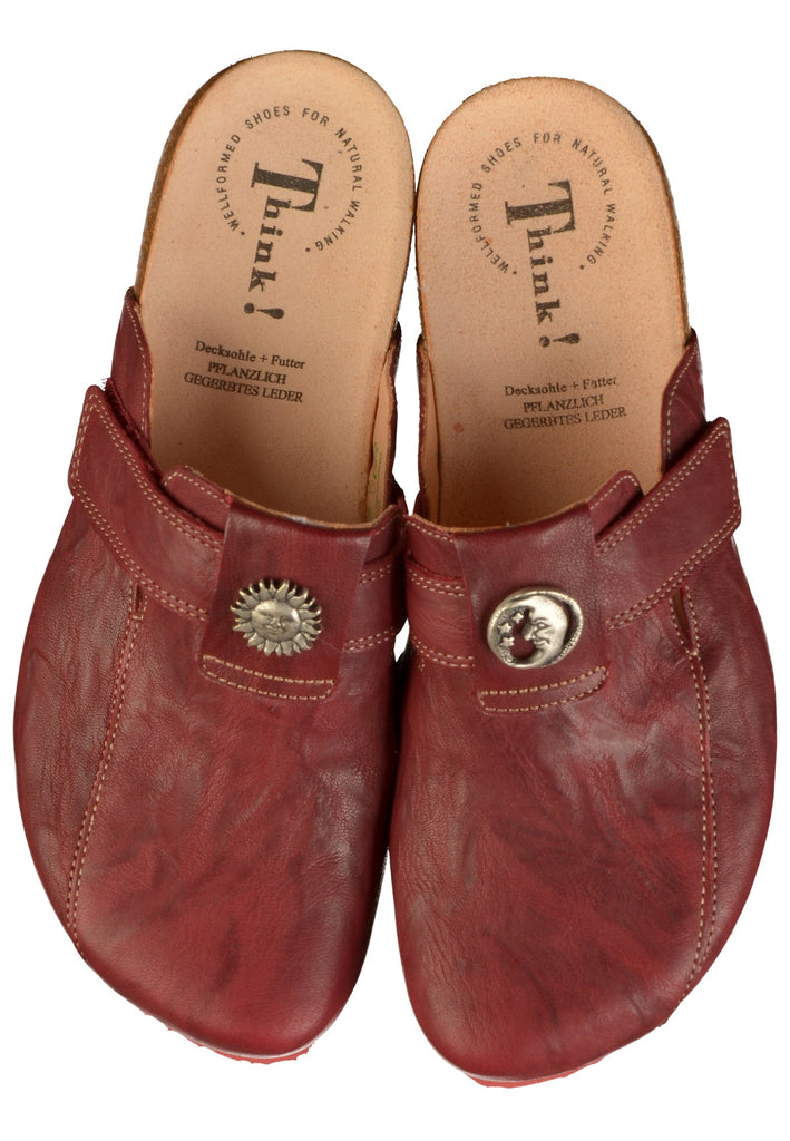 Think! Clogs Leder Rot - surf4shoes