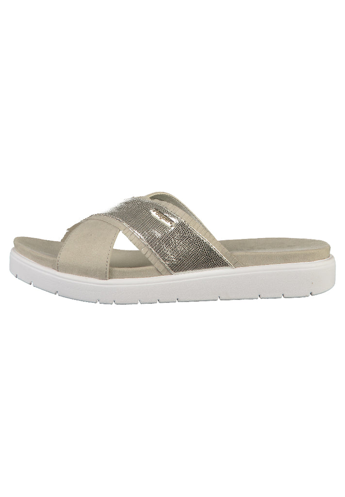 Bugatti Pantoletten Lederimitat/Textil Hellgrau - surf4shoes