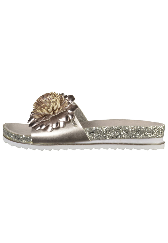 Bugatti Pantoletten Lederimitat Silber - surf4shoes
