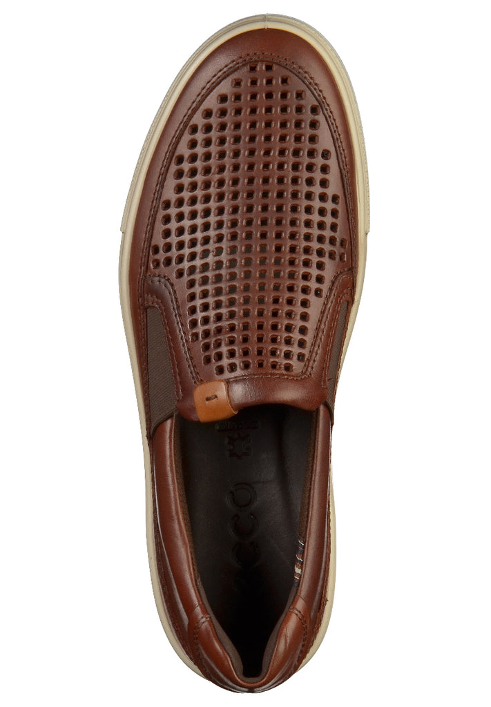 ecco Slipper Leder Cognac - surf4shoes