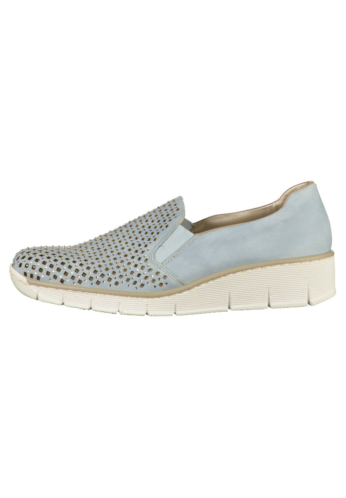 Rieker Slipper Lederimitat Hellblau - surf4shoes