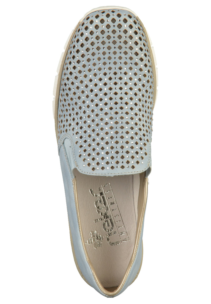 Rieker Slipper Lederimitat Hellblau - surf4shoes