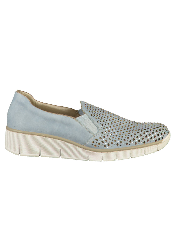 Rieker Slipper Lederimitat Hellblau - surf4shoes