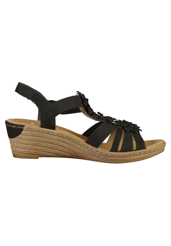 Rieker Sandalen Glattleder Schwarz - surf4shoes