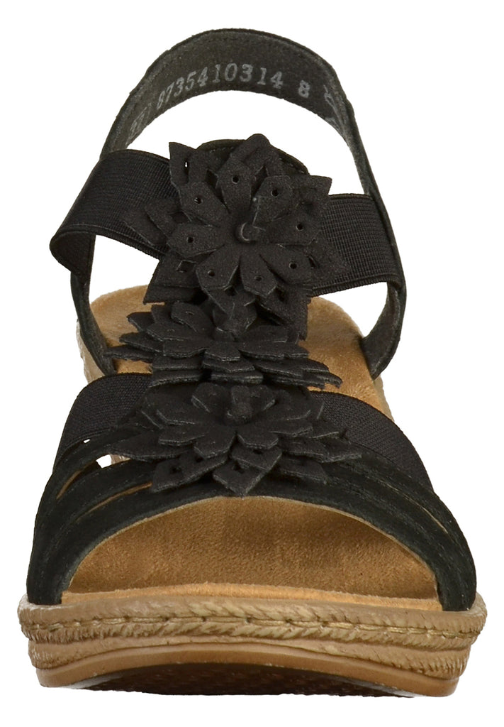 Rieker Sandalen Glattleder Schwarz - surf4shoes