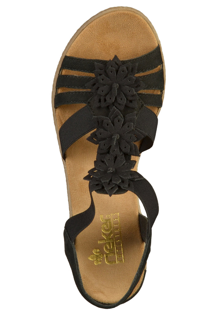 Rieker Sandalen Glattleder Schwarz - surf4shoes