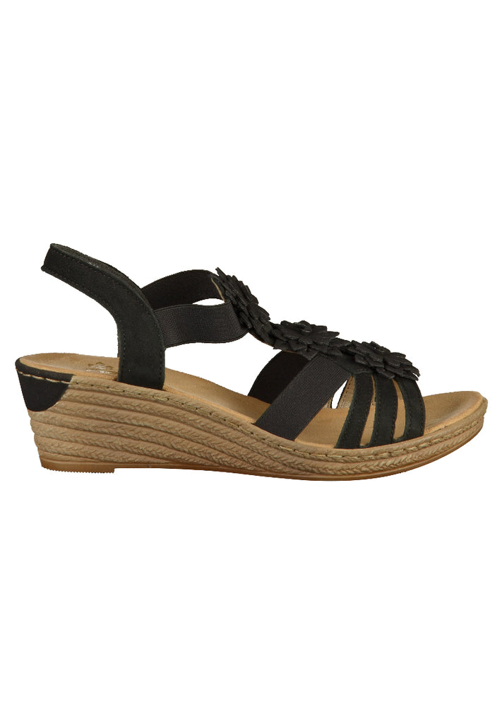 Rieker Sandalen Glattleder Schwarz - surf4shoes