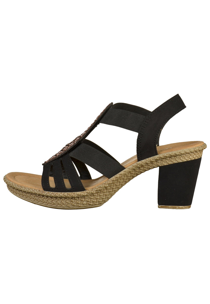 Rieker Sandalen Lederimitat Schwarz - surf4shoes