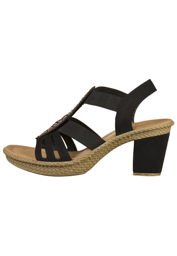 Rieker Sandalen Lederimitat Schwarz - surf4shoes