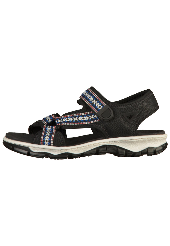 Rieker Sandalen Lederimitat Schwarz - surf4shoes