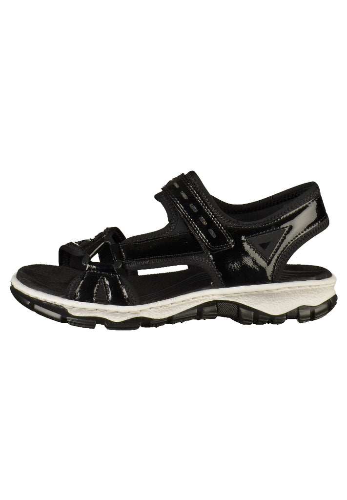 Rieker Sandalen Lederimitat Schwarz - surf4shoes