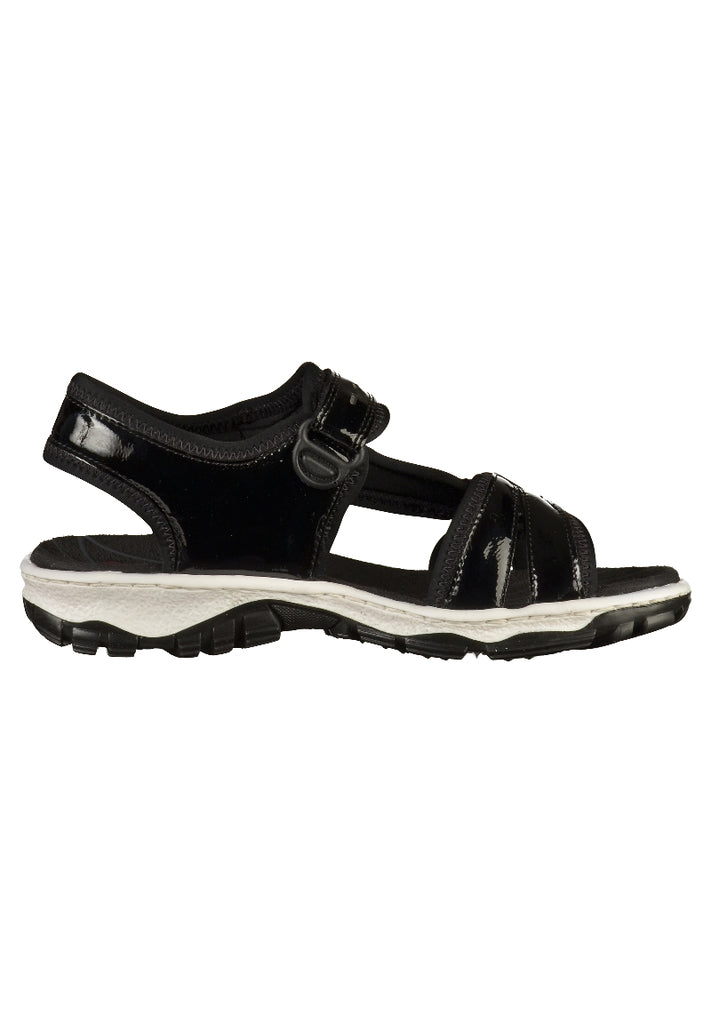 Rieker Sandalen Lederimitat Schwarz - surf4shoes