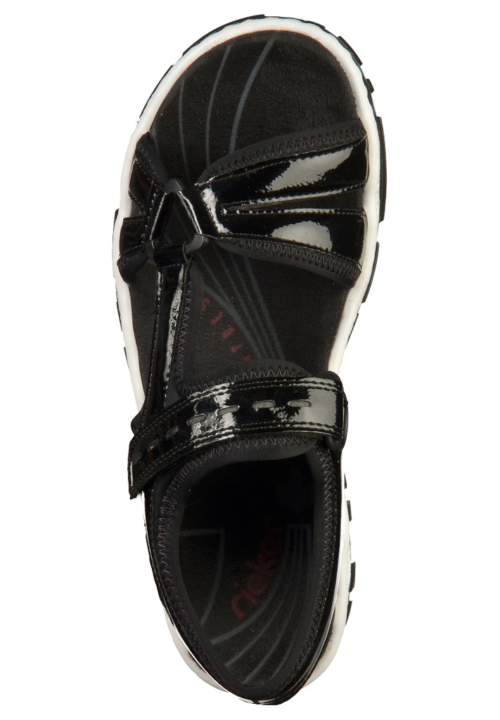 Rieker Sandalen Lederimitat Schwarz - surf4shoes