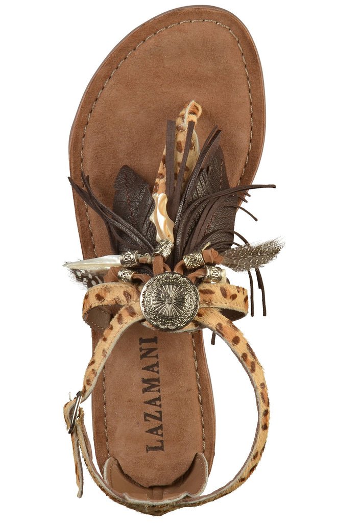 Lazamani Zehensteg Leder Leopard - surf4shoes