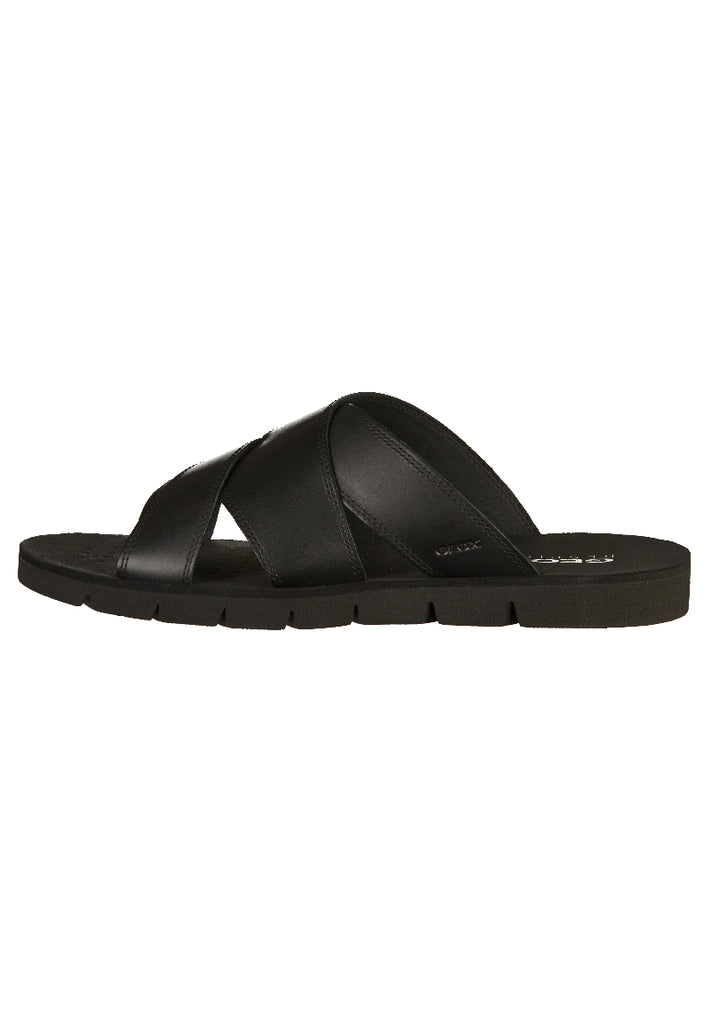 Geox Pantoletten Leder Schwarz - surf4shoes