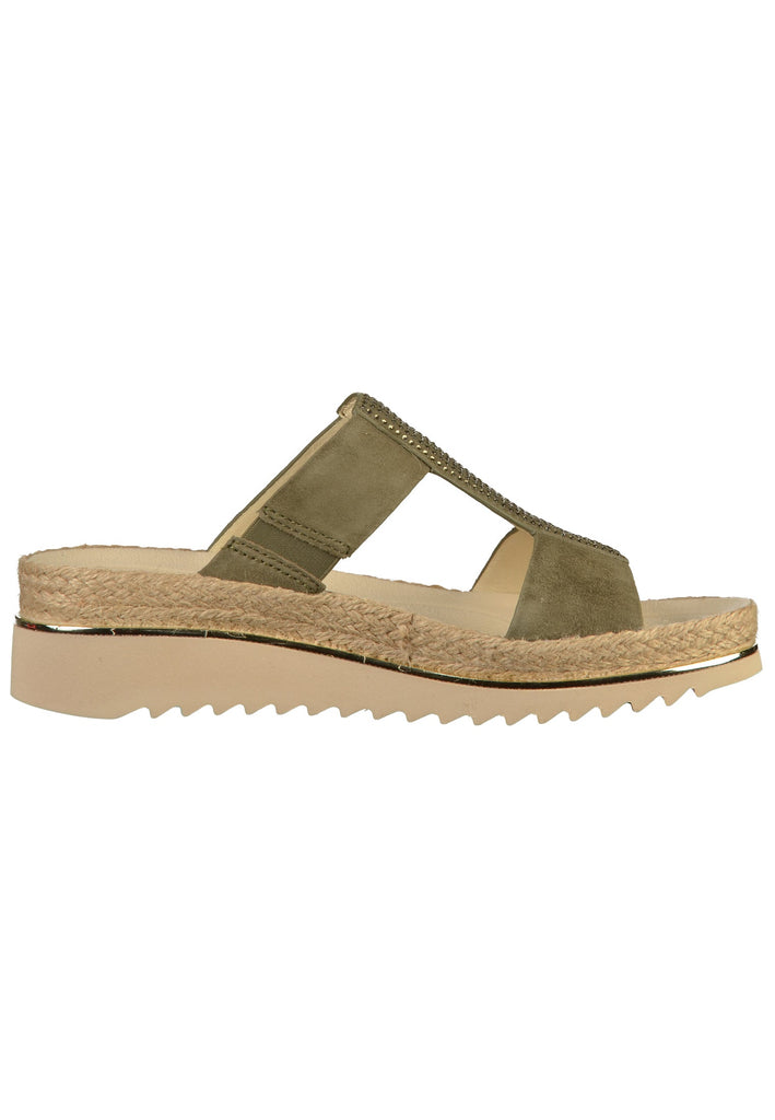 Gabor Pantoletten Nubukleder Oliv - surf4shoes