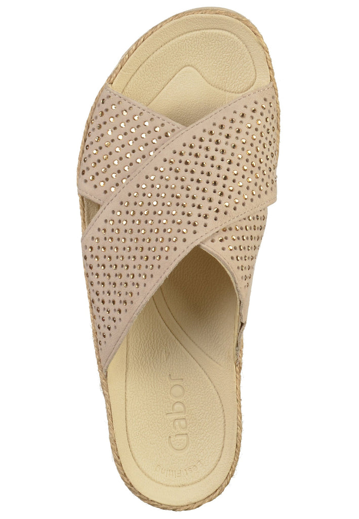 Gabor Pantoletten Leder Beige - surf4shoes