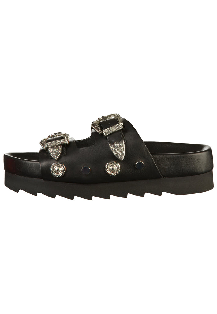 Bronx Pantoletten Leder Schwarz - surf4shoes