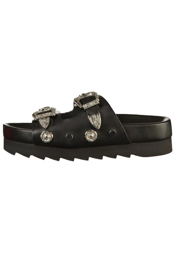 Bronx Pantoletten Leder Schwarz - surf4shoes